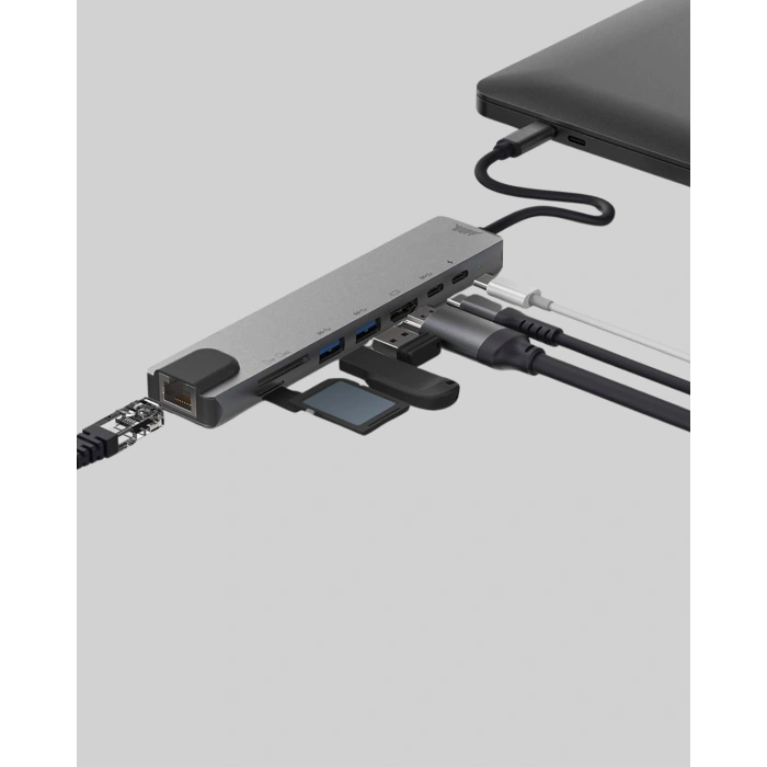 Alüminyum Kasalı MacBook USB-C Hub – 4K HDMI, USB 3.0, SD/TF Kart Girişi, PD Şarj Desteği