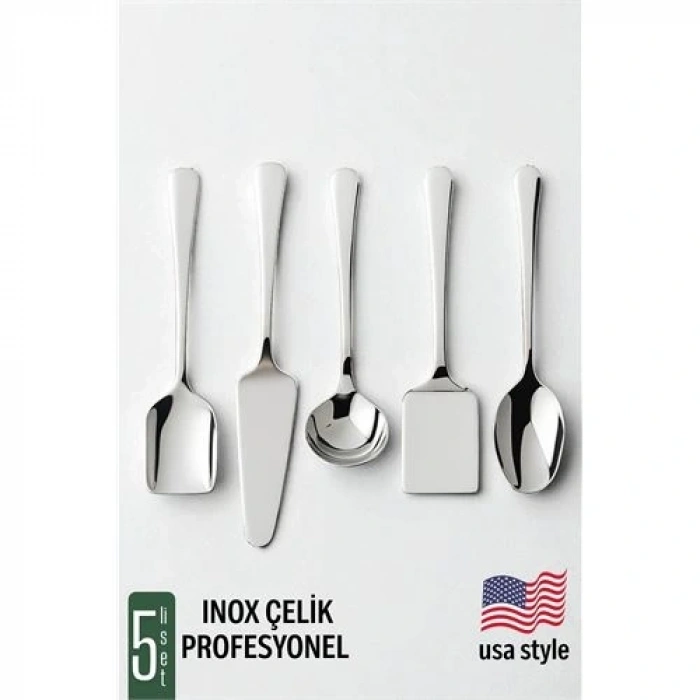 Amerikan Tip Servis Seti 5 Parça - Profesyonel Paslanmaz Çelik Çeyiz Seti