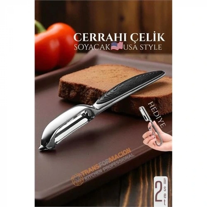 Amerikan Tip Soyacak Seti- Sebze Soyacağı Profesyonel Paslanmaz Çelik 2 li SET