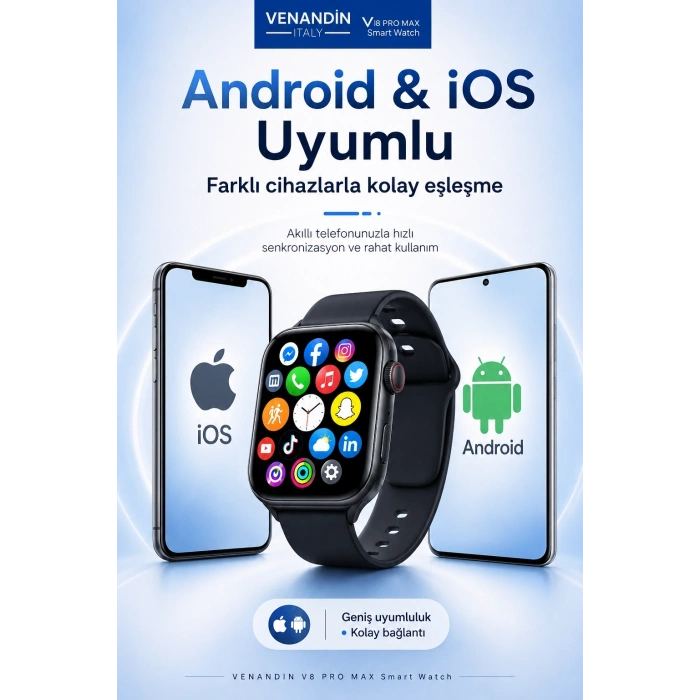AMOLED Ekranlı Kablosuz Şarj Destekli Akıllı Saat Spor Modlu Bluetooth Uyumlu