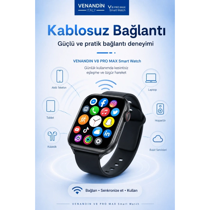 AMOLED Ekranlı Kablosuz Şarj Destekli Akıllı Saat Spor Modlu Bluetooth Uyumlu