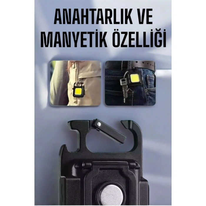 Anahtarlık Çok Amaçlı Mıknatıslı Taşınabilir Işık Led Şarjlı