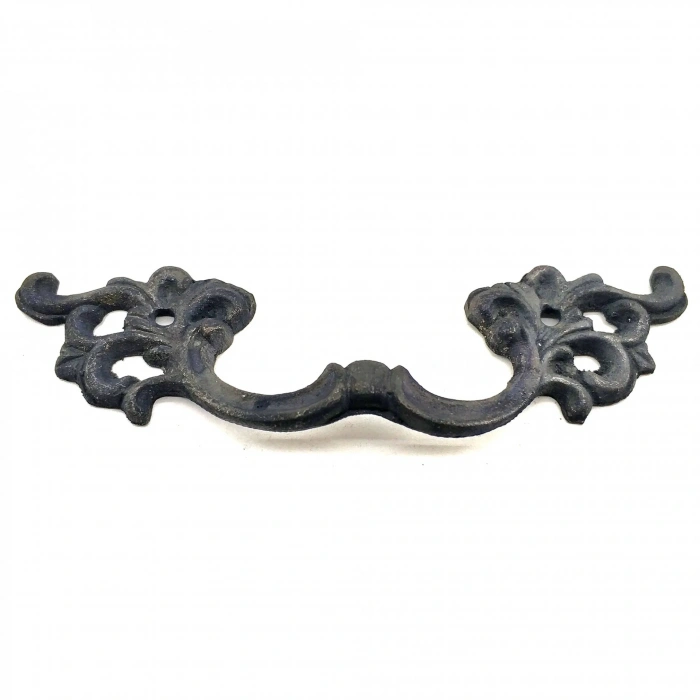 Antika Tarz Dekoratif Pirinç Çiçek Kapı Kulbu - 44x148 Mm, Oksit