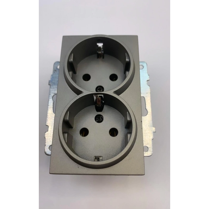 Antrasit İkili Topraklı Piriz Çerçevesiz Grano - Priz ve Anahtar İçin Uyumlu Çerçeve