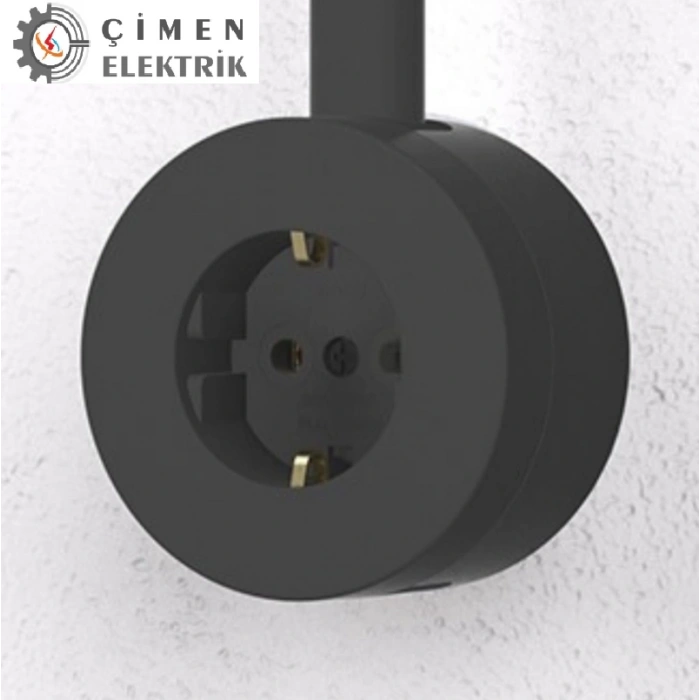 Antrasit Topraklı Priz Sıva Üstü