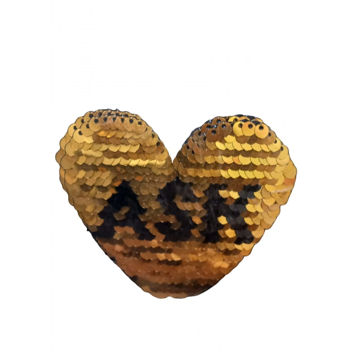 Aplike Ütü İle Yapışan Aşk Yazılı Pullu Sarı Arma 4x4 cm