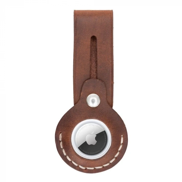 Apple AirTag Uyumlu Deri Anahtarlık Beta AA2 Taba
