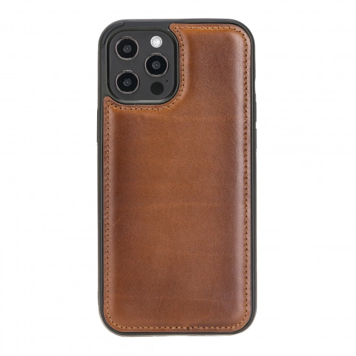 Apple iPhone 12 Pro Max Uyumlu Deri Arka Kapak RST2EF Taba