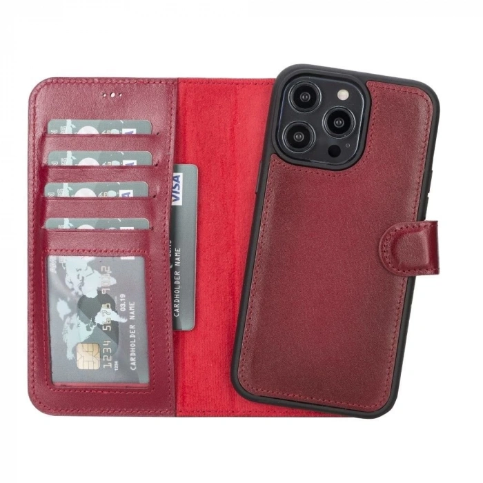 Apple iPhone 14 Pro Max Uyumlu Deri Cüzdanlı Kılıf MWWN V4EF