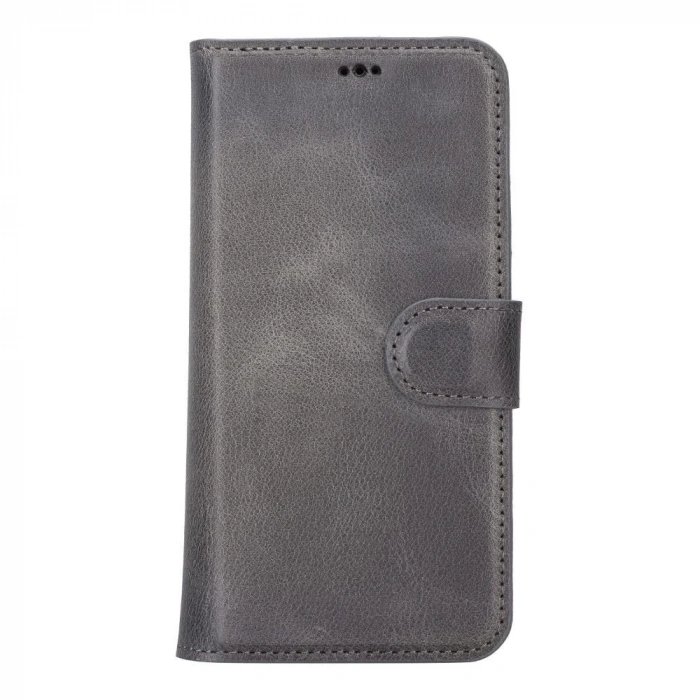 Apple iPhone 14 Pro Uyumlu Deri Cüzdanlı Kılıf MWWN VS4EF Gri