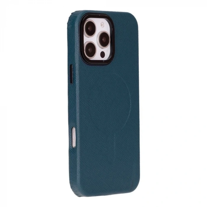 Apple iPhone 16 Pro Max uyumlu, Hakiki Deri, El Yapımı Kılıf, Mavi