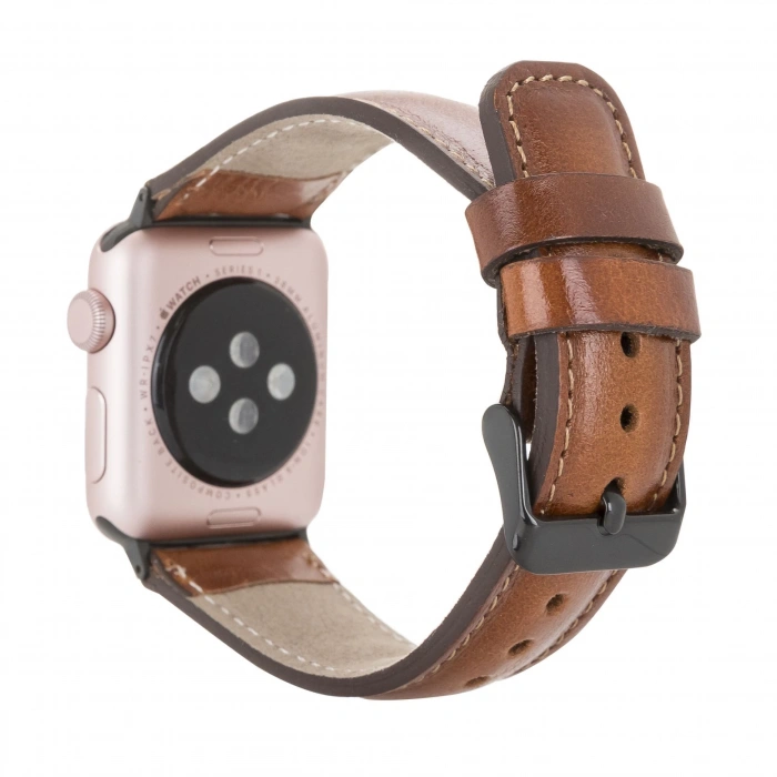 Apple Watch Uyumlu Deri Kordon 38-40-41mm RTST2EF Taba