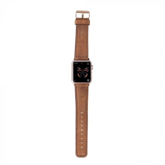Apple Watch Uyumlu Deri Kordon 42-44-45mm G19 Taba