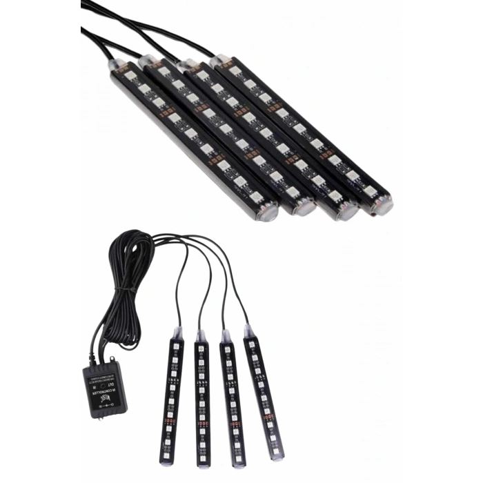 Araç İçi Ayak Altı 12li Şerit Led Işık Uzaktan Kumandalı RGB Işıklı Ses ve Müziğe Duyarlı