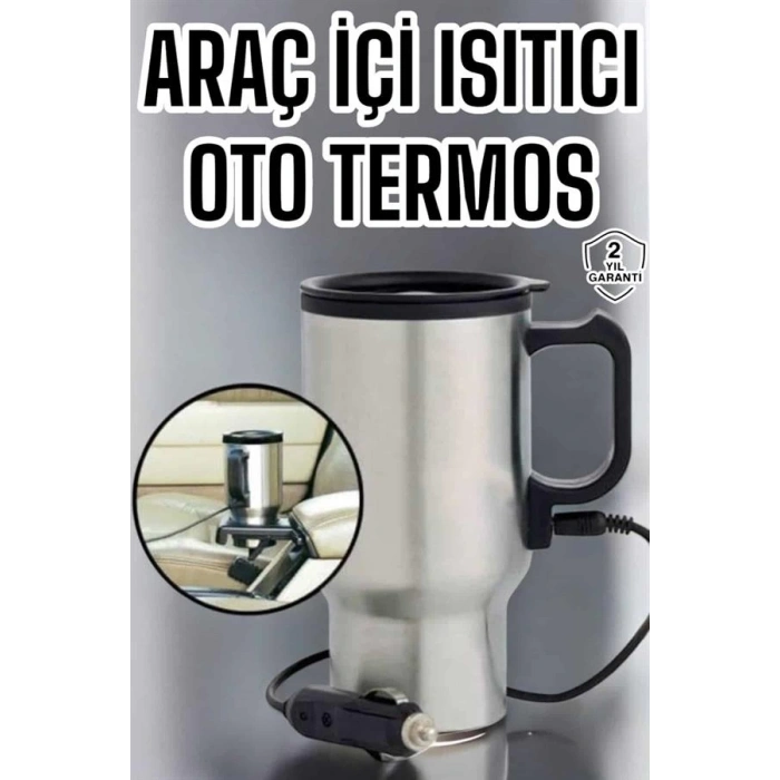 Araç İçi Çelik Su Isıtıcı Termos Bardak Çakmak Girişli Kupa Görünümlü