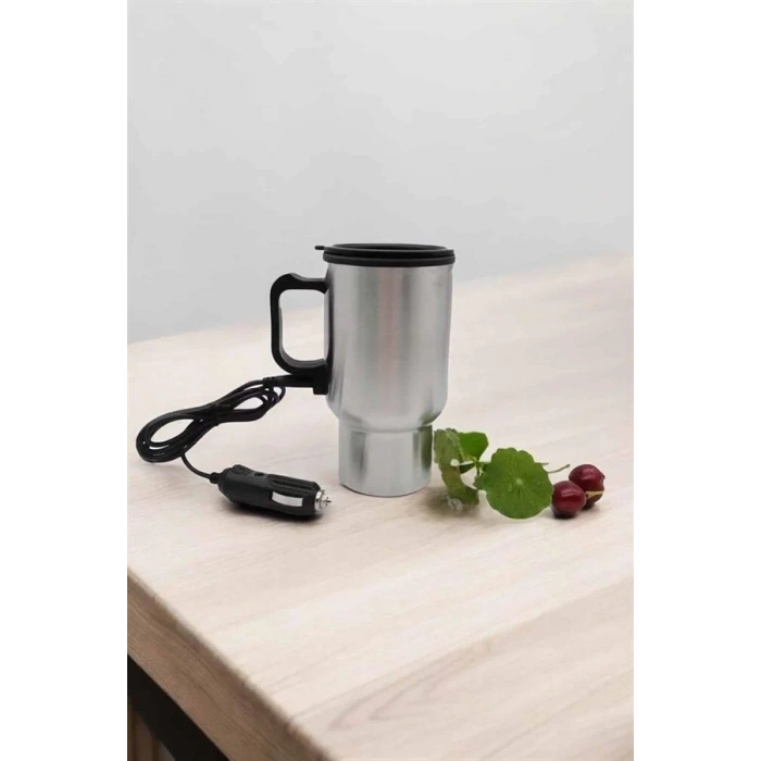 Araç İçi Çelik Su Isıtıcı Termos Bardak Çakmak Girişli Kupa Görünümlü