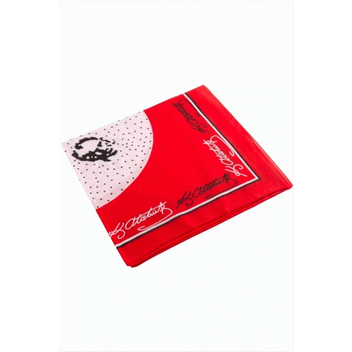 Atatürk İmzalı Desenli Bandana 50*50