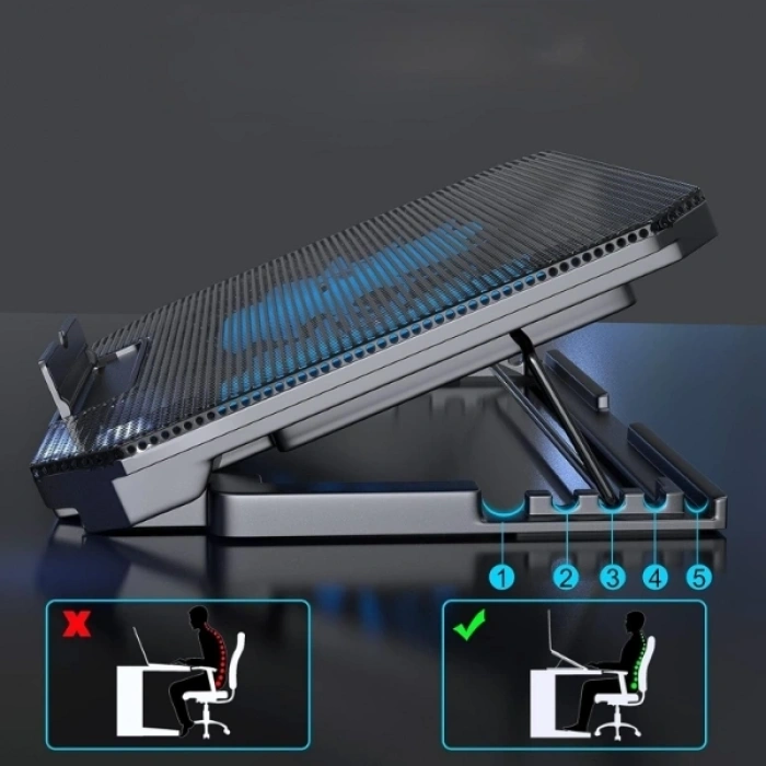 Ayarlanabilir Yükseklik Kademeli Laptop Soğutucu Fan