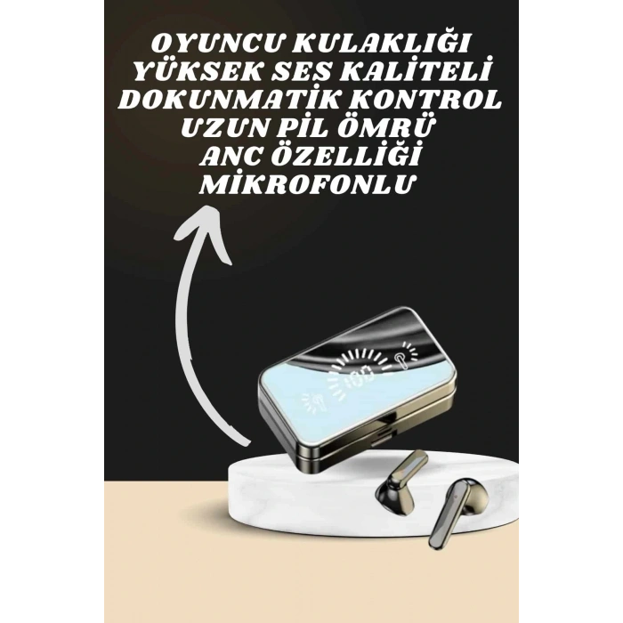 Aynalı Bluetooth Kulaklık ve 7 Kordonlu Akıllı Saat Dijital Göstergeli Uzun Pil Ömrü