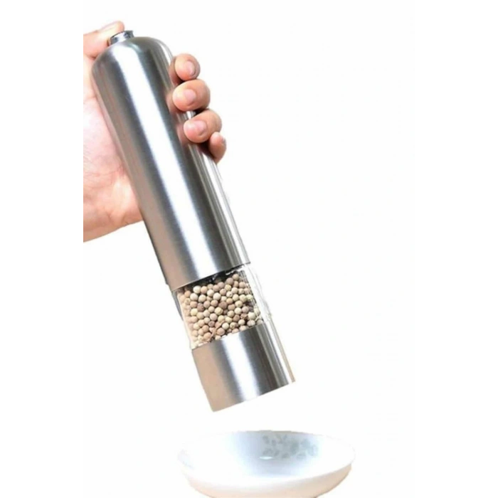 Baharat Öğütücü Paslanmaz Ayarlanabilir Otomatik Pilli Işıklı Tuz & Karabiber