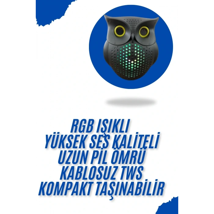 Baykuş Görünümlü Işıklı Bluetooth Speaker Bluetooth Hoparlör