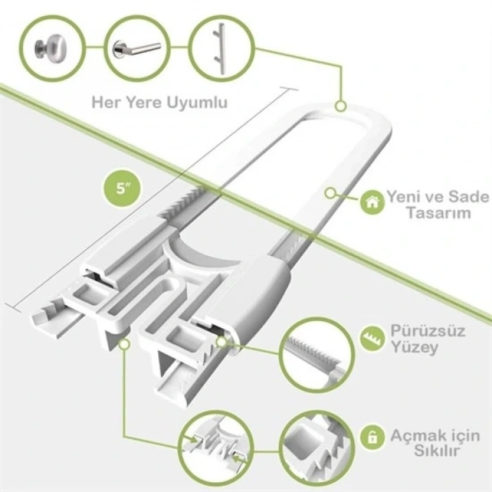 Bebek Çocuk Çekmece ve Dolap Koruma Raylı Güvenlik Sistemi Emniyet Kilidi (5047)