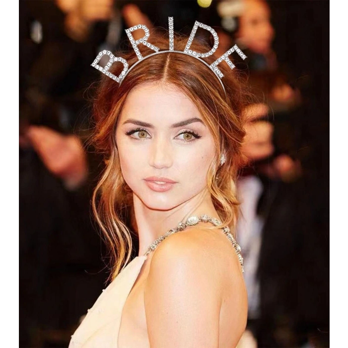 Bekarlığa Veda Mega Boy Kristal Taşlı Gümüş Bride Taç Gelin Tacı 20X21 cm (5047)