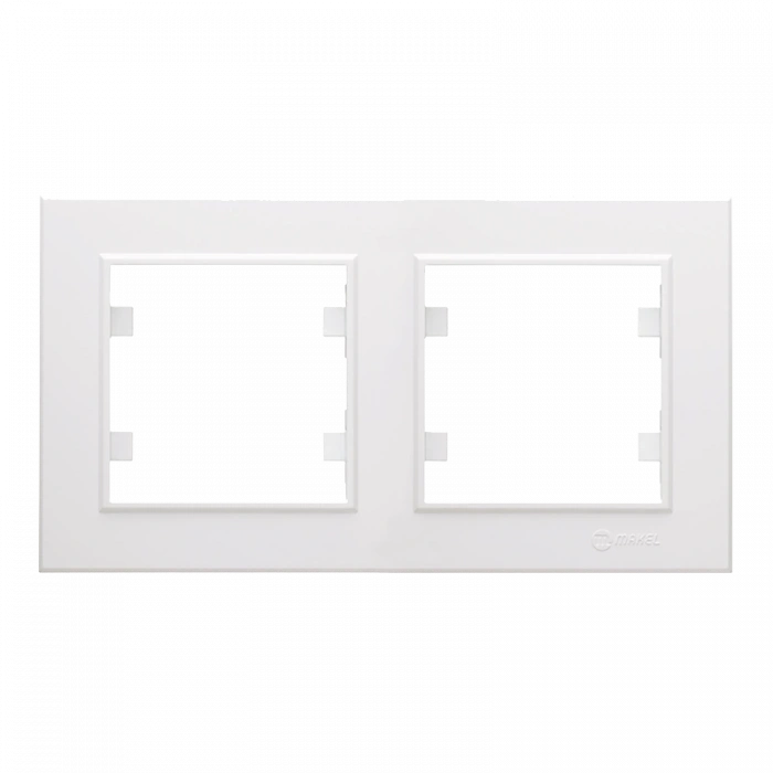 Beyaz İkili Çerçeve - Priz ve Anahtar İçin Uyumlu Çerçeve