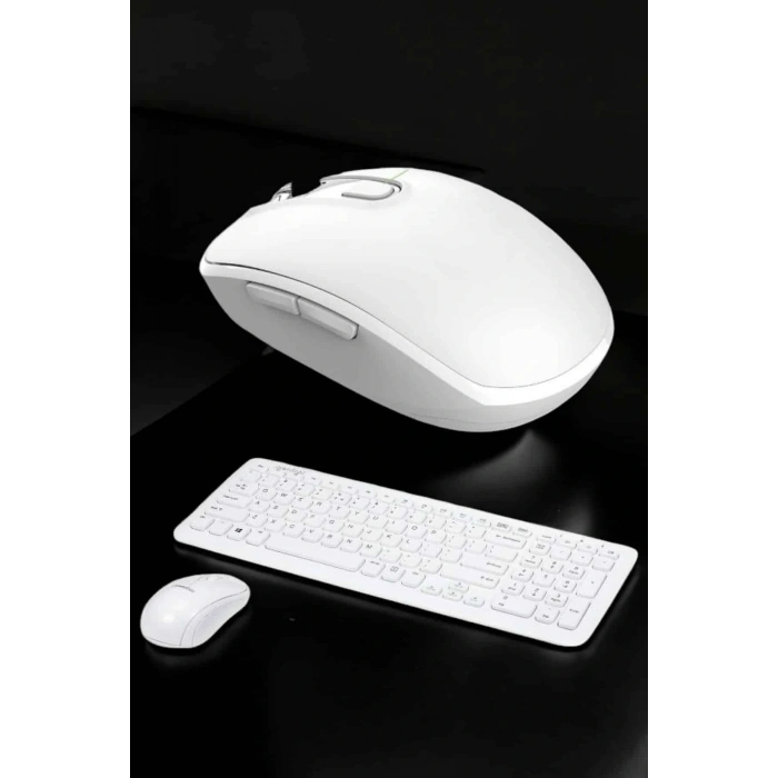 Beyaz Kablosuz Klavye Fare Seti Kablosuz Fare USB Alıcı PC Uyumlu
