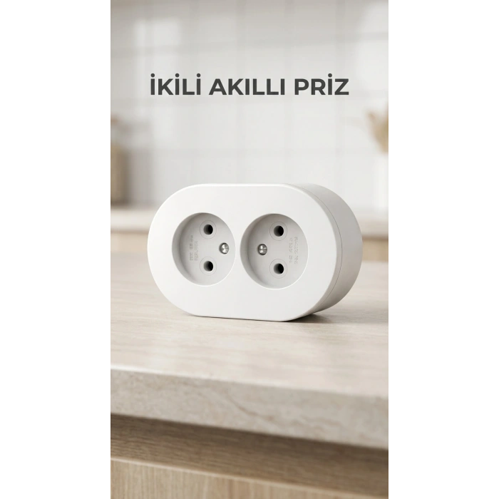 Beyaz Renk Çift Girişli Sıva Üstü Topraklı Duvar Prizi