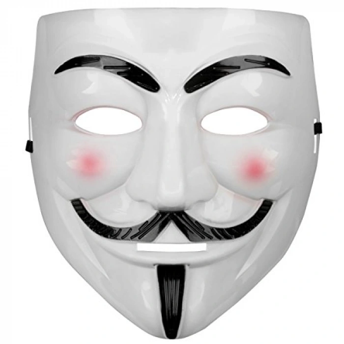 Beyaz Renk Pembe Yanaklı İthal V For Vendetta Maskesi Bx40