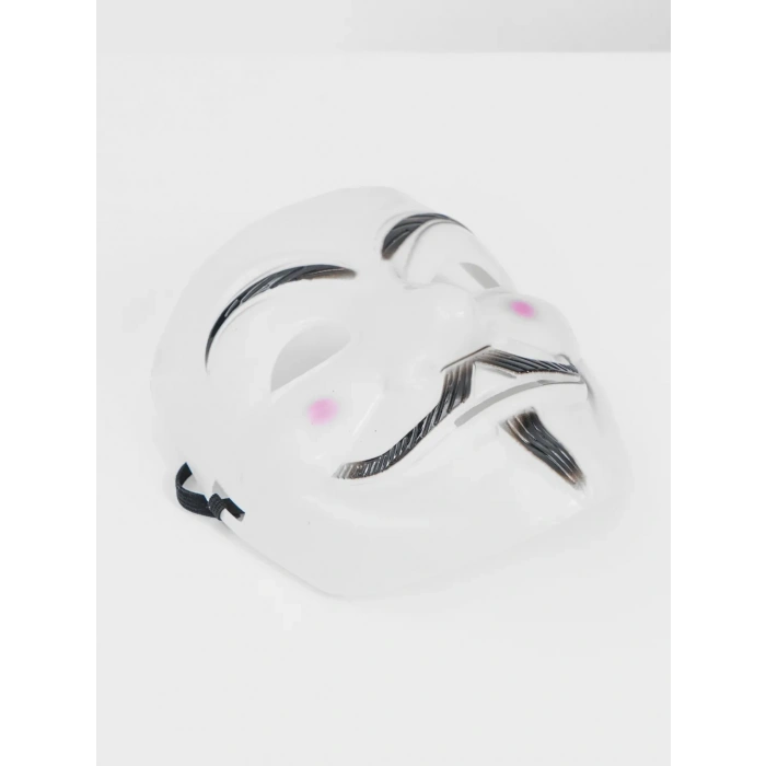 Beyaz Renk Pembe Yanaklı İthal V For Vendetta Maskesi Bx40