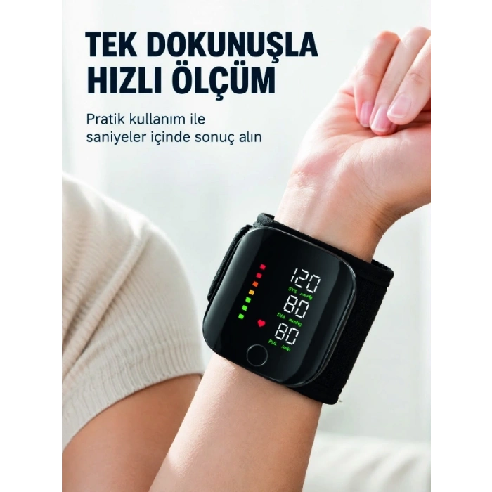 Bilekten Dijital Tansiyon Ölçer Geniş Ekran ve Kolay Okunabilir Gösterge