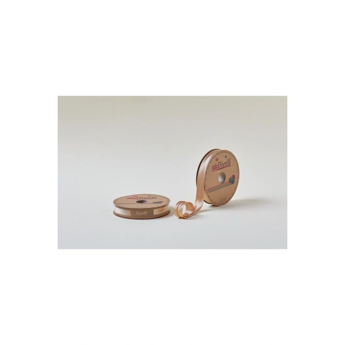 Biye Saten Katlı 080 Koyu Bej 2 cm 25 Metre %100 Polyester