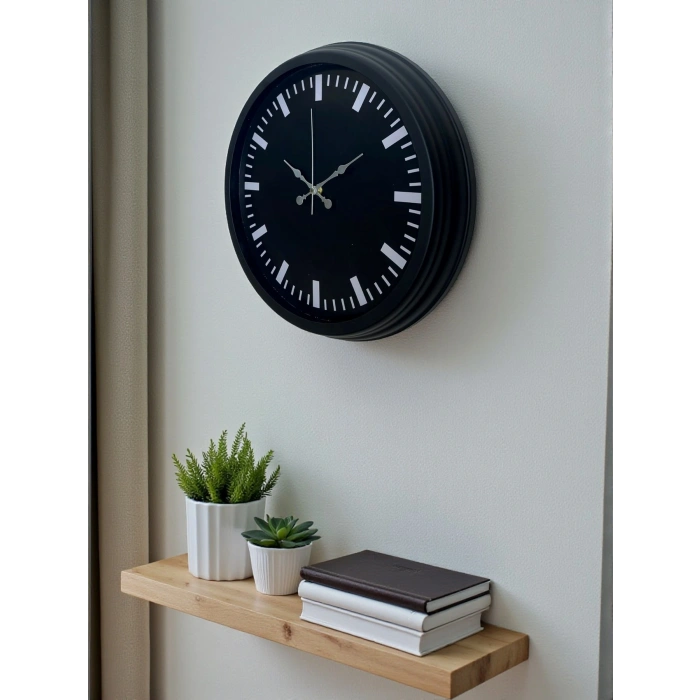 Black Baseline 40 Cm Metal Duvar Saati