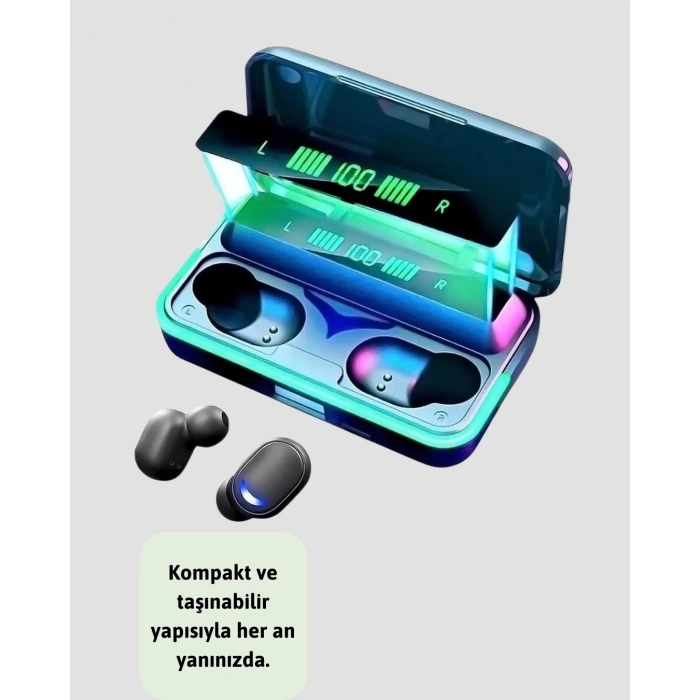 Bluetooth 5.1 Oyuncu Kulaklığı LED Ekranlı Powerbank Kulaklık