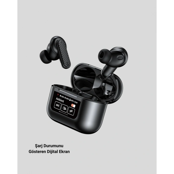 Bluetooth 5.3 ANC Kablosuz Kulaklık – Dokunmatik Kontrol, Dijital Ekran ve Uzun Pil Ömrü
