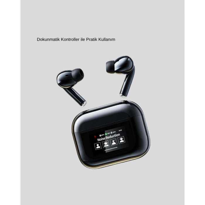 Bluetooth 5.3 ANC Kablosuz Kulaklık – Dokunmatik Kontrol, Dijital Ekran ve Uzun Pil Ömrü
