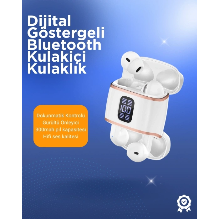 Bluetooth 5.3 Kulaklık – Kulakiçi, ANC+ENC, 4 Adet Set, Dijital Göstergeli