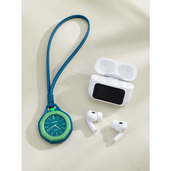 Bluetooth 5.4 Kablosuz Kulaklık Yeşil Askılı Analog Charm Saat İkili Set