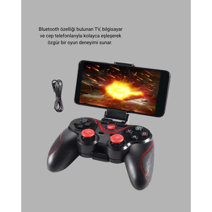 Bluetooth Gamepad Kablosuz Oyun Kumandası Tek Cihaz Destekli
