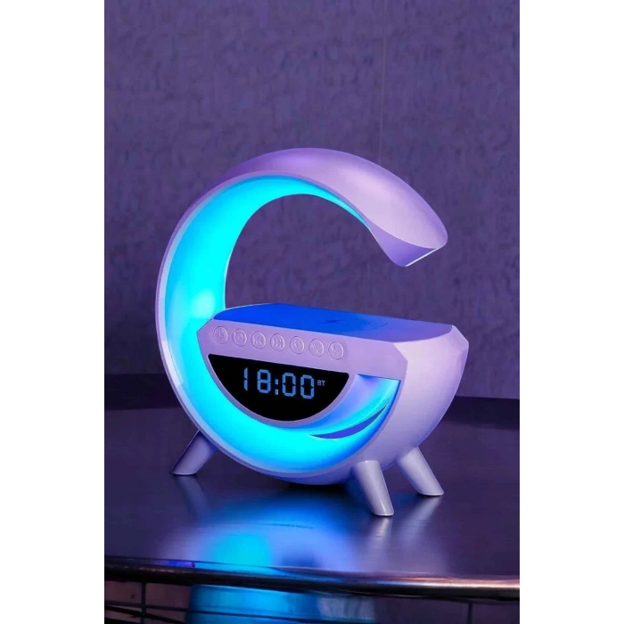 Bluetooth Hoparlör 15W Kablosuz Hızlı Şarj LED Gece Lambası