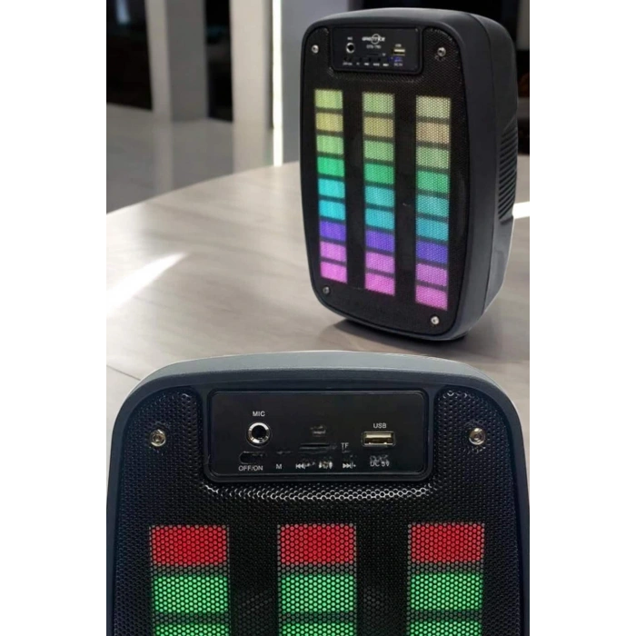 Bluetooth Hoparlör RGB Işıklı USB SD Kart Girişli Taşınabilir