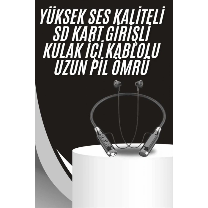 Boyun Bantlı Kulak İçi Kablolu Yüksek Ses Kaliteli Bluetooth Kulaklık