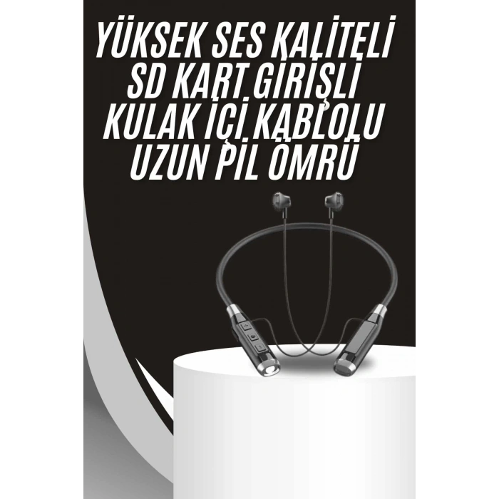 Boyun Bantlı Kulak İçi Kablolu Yüksek Ses Kaliteli Bluetooth Kulaklık