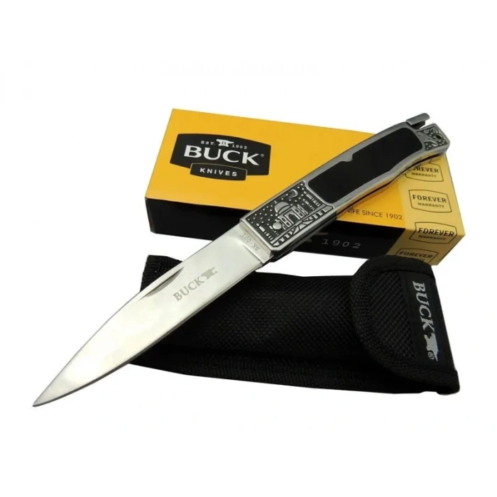 Eco Lounge Buck Knives BK-001BRV Kamp Çakı 23 cm - Metal İşlemeli Sap, Kılıflı