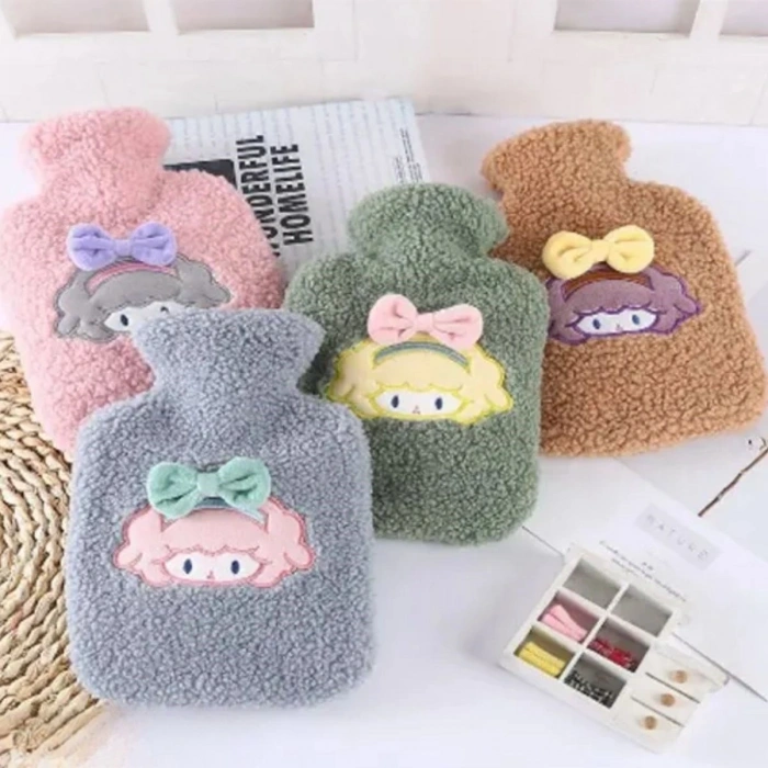 BUFFER®  1 Litre Polar Peluş Örgülü,Kurdeleli Saçlı Kız Model Sıcak Su Torbası