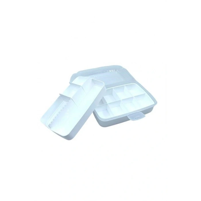 BUFFER® 12 Bölmeli Çok Amaçlı Takı Toka Kutusu Dikiş Kutusu Kapaklı Organizer Kutusu Bölmeli Kutu