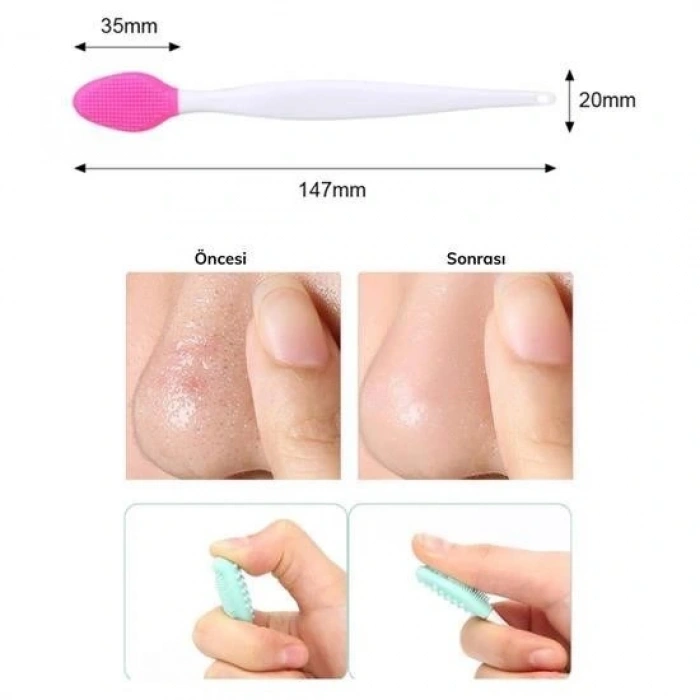 BUFFER® 2 Adet Dudak Fırçası Peeling Etkili Gözenek  Siyah Nokta Temizleyici Akne Giderici Çift Yönl