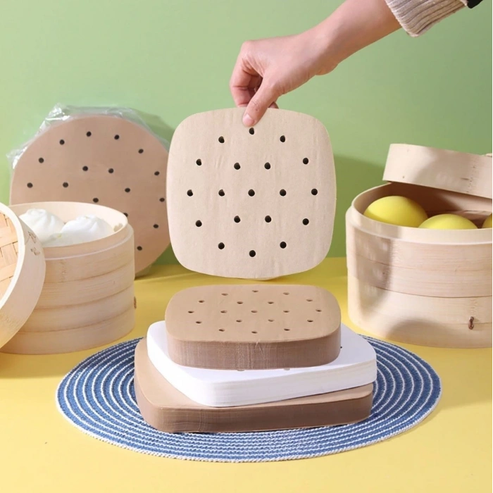 BUFFER® 250 Adet Air Fryer Pişirme Kağıdı Tek Kullanımlık Hava Fritöz Yağ Geçirmez Yapışmaz Gıda Pişirme Kağıdı Delikli Kare Model